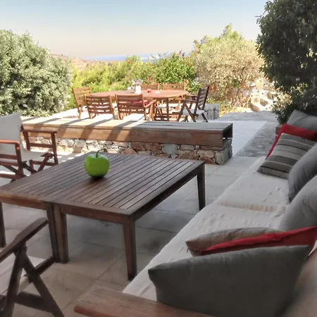 Charming House With Sea View In Chrousa, Fenced Garden *
